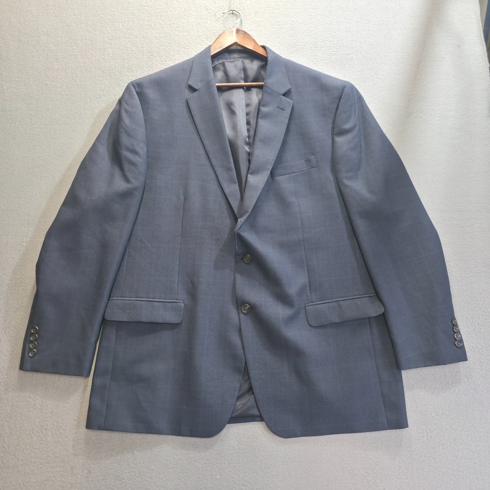 Chaps Men's Blue Check Blazer with 2 Buttons Single Vent Size 48L‎